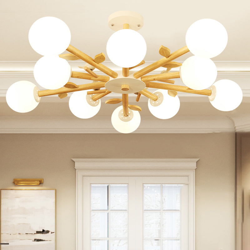 Moderner Stil hölzerne Kronleuchter Decke Hängende Leuchte mit kleinem Vogel