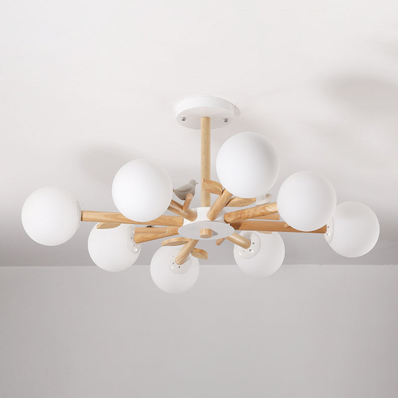Moderner Stil hölzerne Kronleuchter Decke Hängende Leuchte mit kleinem Vogel