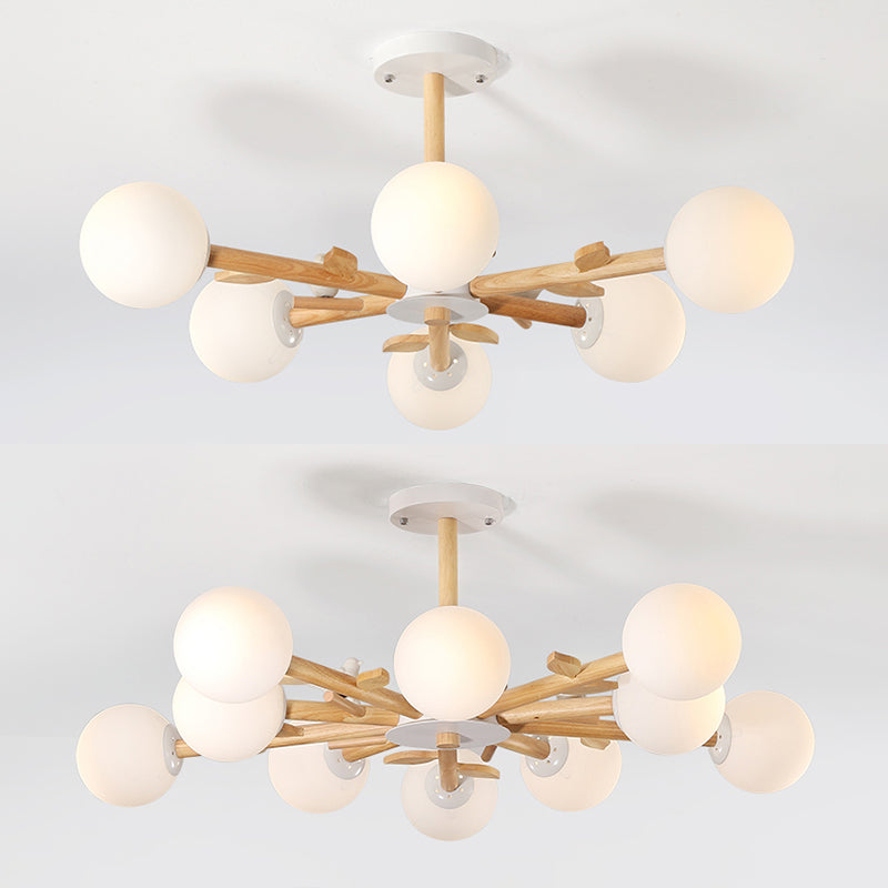 Moderner Stil hölzerne Kronleuchter Decke Hängende Leuchte mit kleinem Vogel