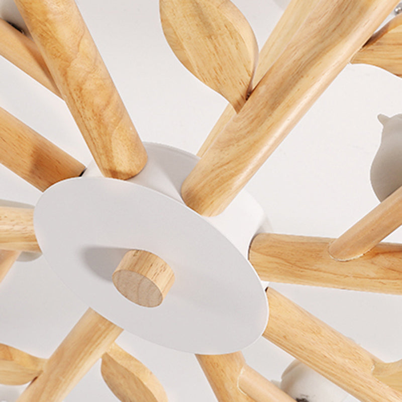 Moderner Stil hölzerne Kronleuchter Decke Hängende Leuchte mit kleinem Vogel