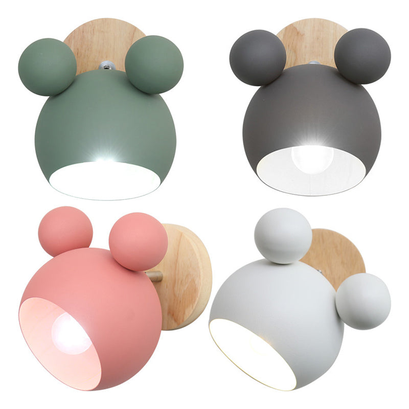 Cartoon Domed Wall Mounted Lighting Metallic Wall Mount Lamp for Bedroom
