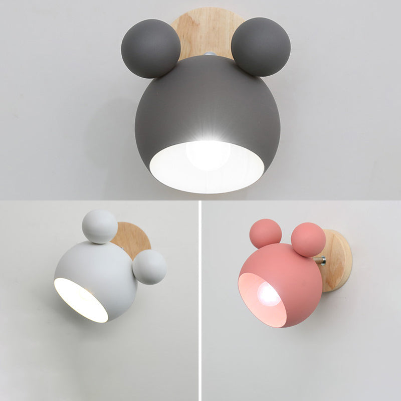 Lámpara de montaje de pared metálica de pared con copa de dibujos animados para dormitorio