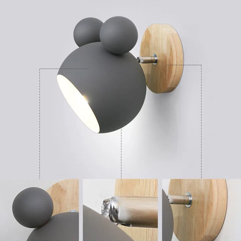 Lámpara de montaje de pared metálica de pared con copa de dibujos animados para dormitorio