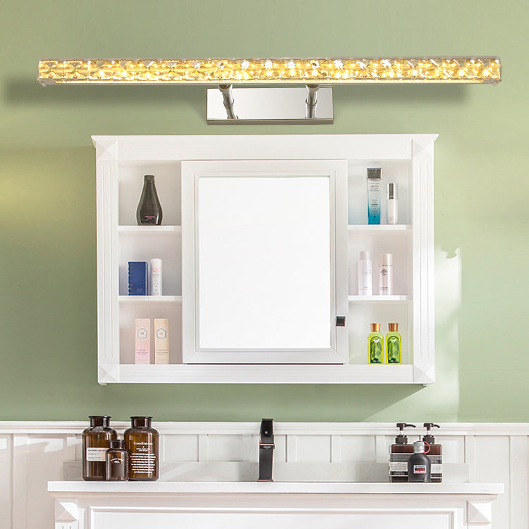 Modern Stainless Steel Vanity Mirror Light Bathroom Gold Vanity Sconce Light with Crystal