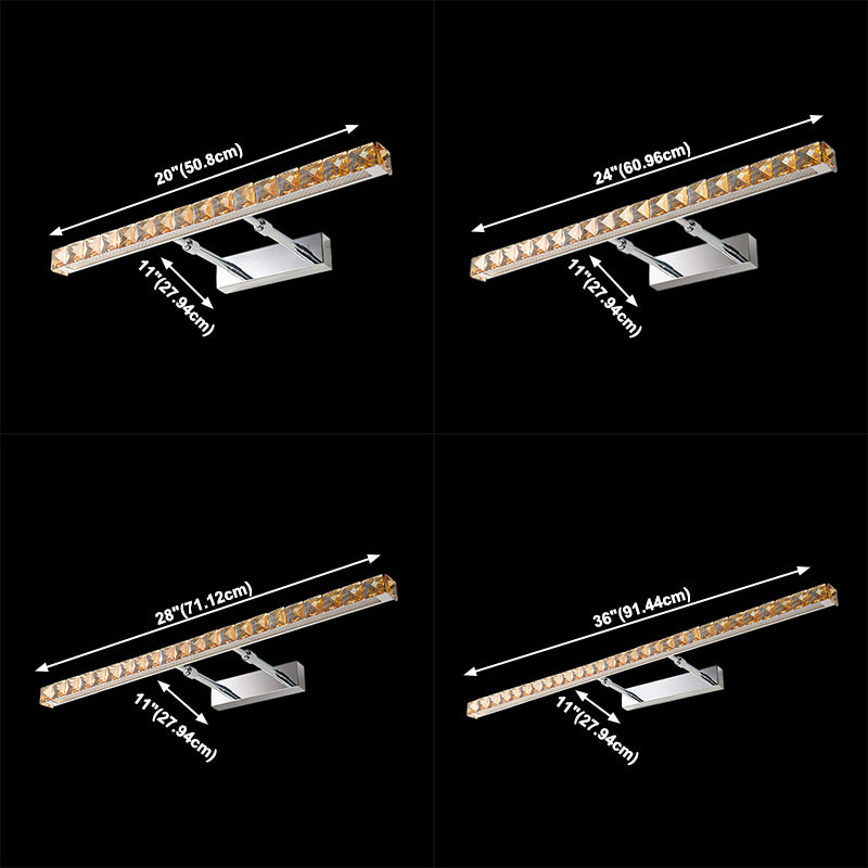 Modern Stainless Steel Vanity Mirror Light Bathroom Gold Vanity Sconce Light with Crystal
