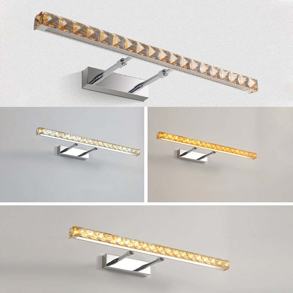 Modern Stainless Steel Vanity Mirror Light Bathroom Gold Vanity Sconce Light with Crystal