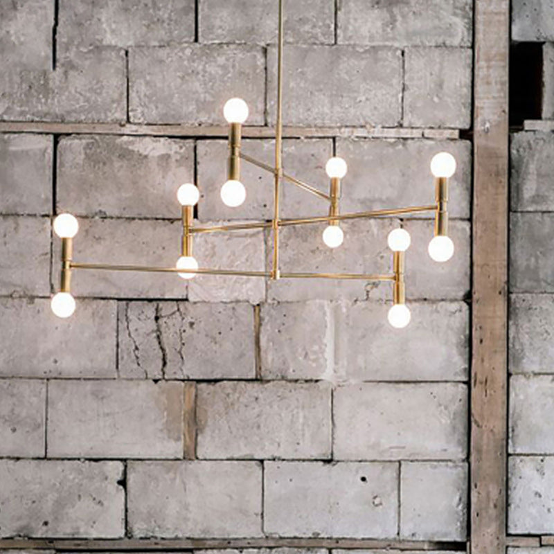 Exponierte Metallkronleuchter leichte postmoderne 12 Leuchten hängende Lampe für Wohnzimmer