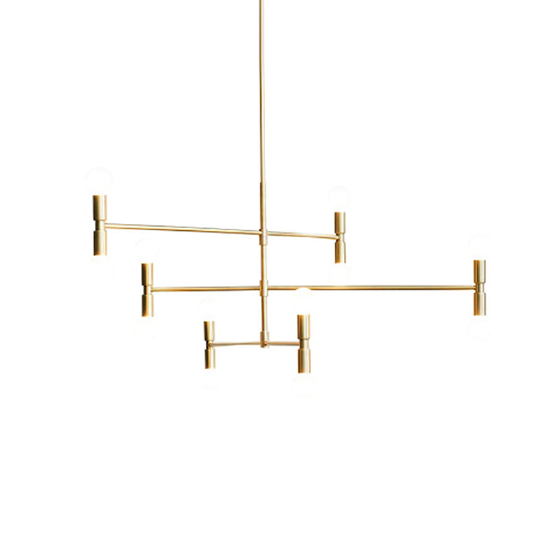 Exponierte Metallkronleuchter leichte postmoderne 12 Leuchten hängende Lampe für Wohnzimmer