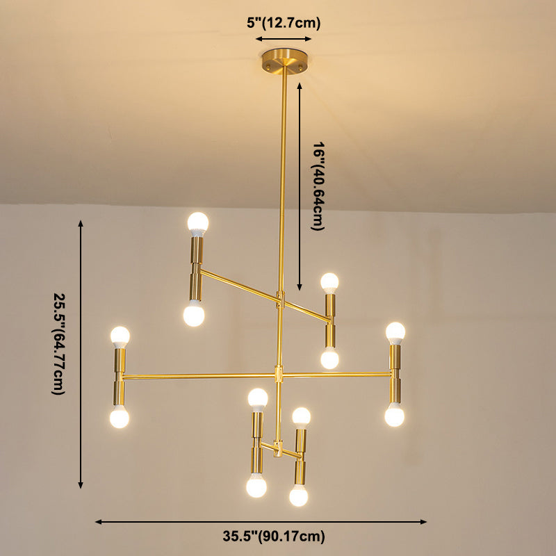 Exponierte Metallkronleuchter leichte postmoderne 12 Leuchten hängende Lampe für Wohnzimmer