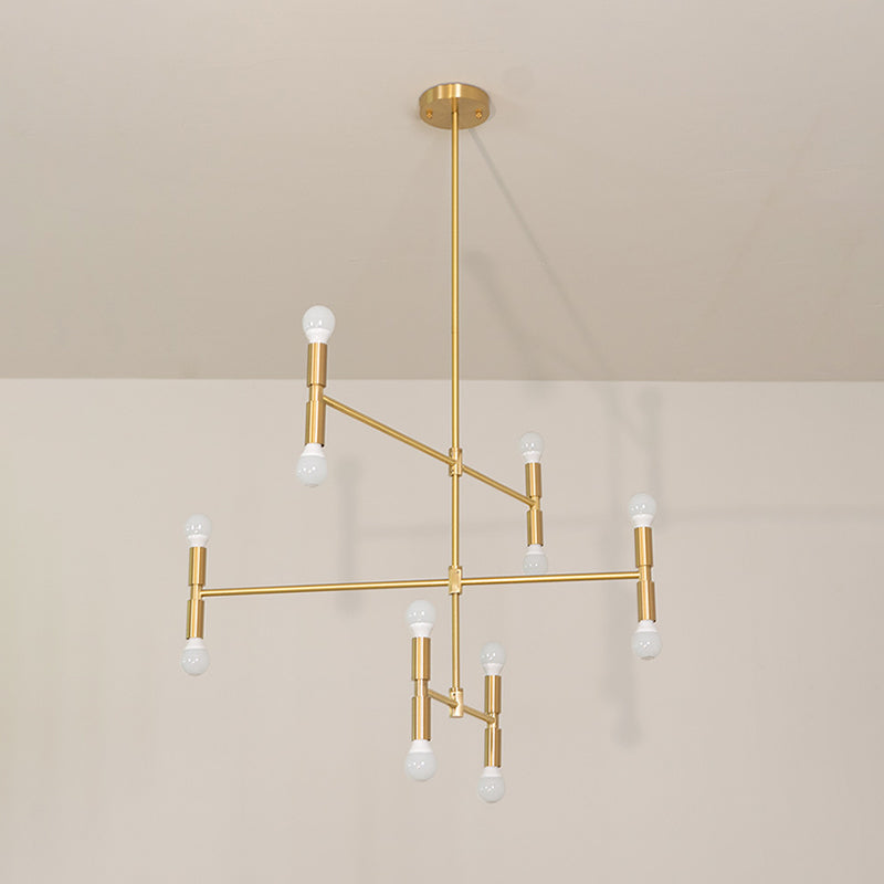 Exponierte Metallkronleuchter leichte postmoderne 12 Leuchten hängende Lampe für Wohnzimmer