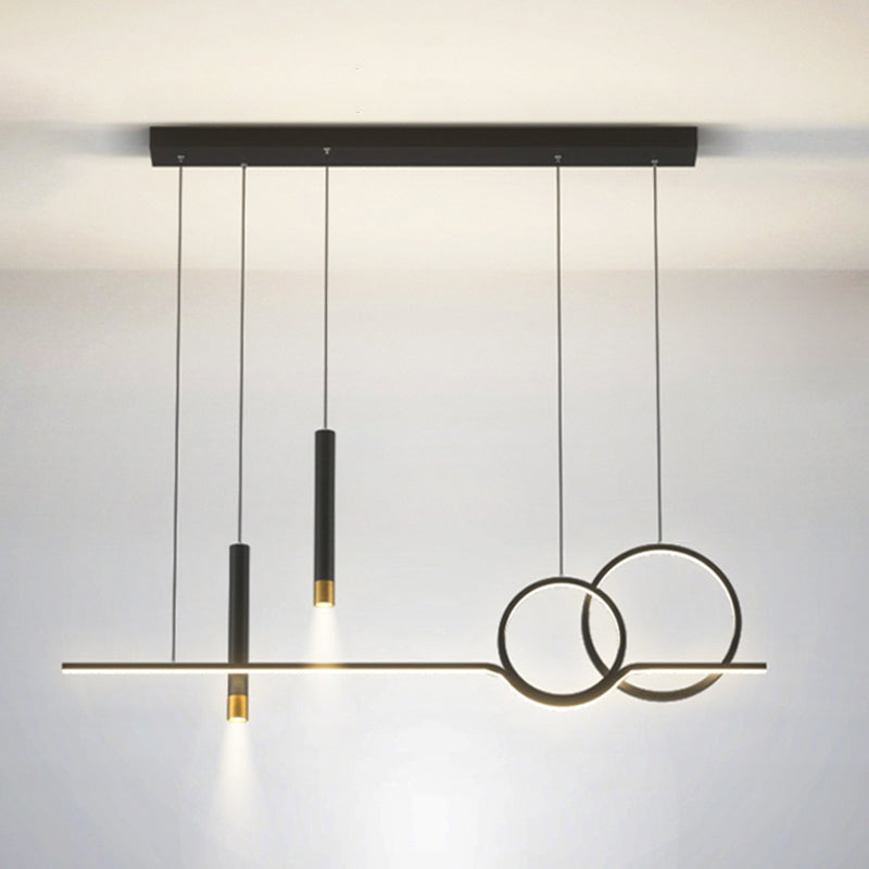 Black Metal Hanging Pendant Lights with Acrylic Shade Modern Island Lamps