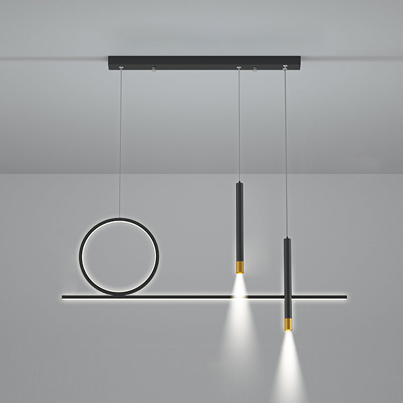 Black Metal Hanging Pendant Lights with Acrylic Shade Modern Island Lamps