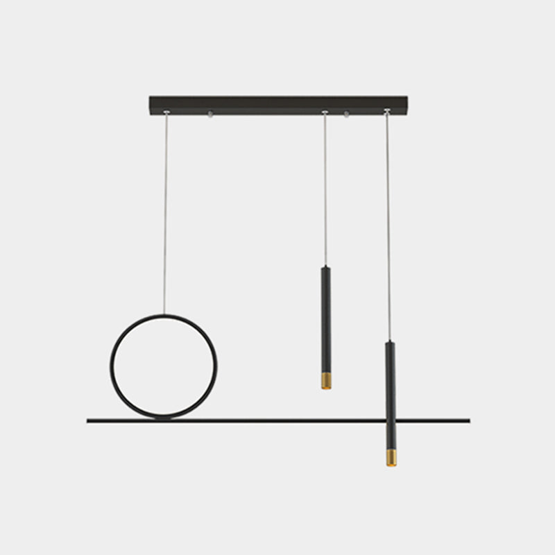 Black Metal Hanging Pendant Lights with Acrylic Shade Modern Island Lamps