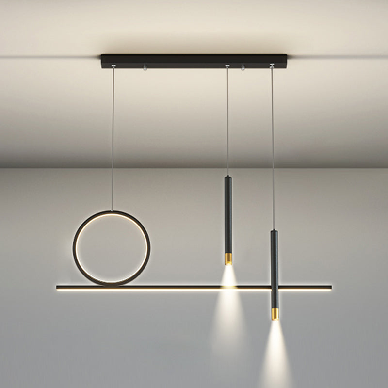 Black Metal Hanging Pendant Lights with Acrylic Shade Modern Island Lamps