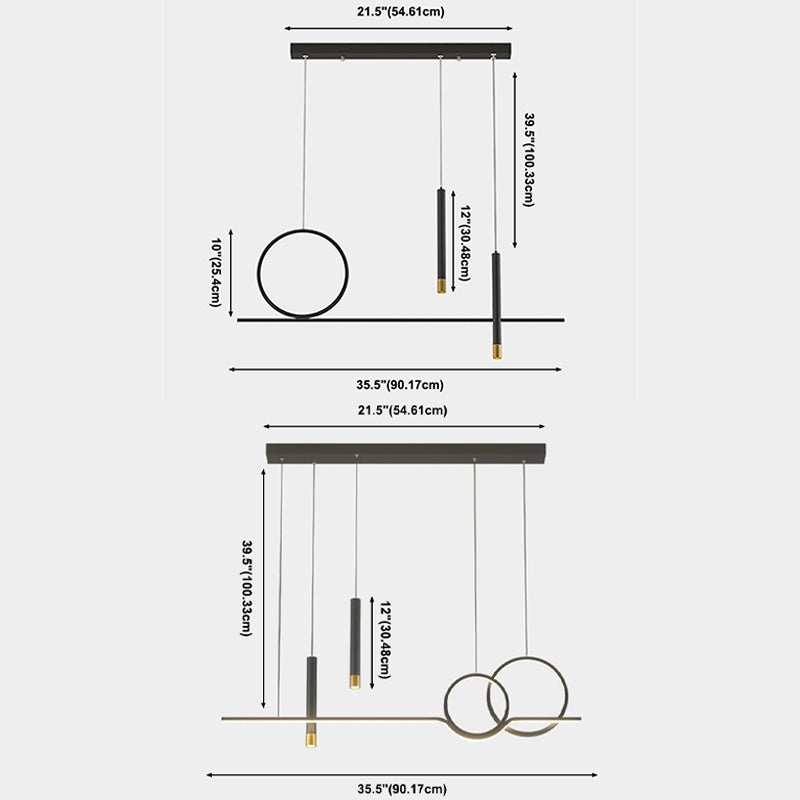 Black Metal Hanging Pendant Lights with Acrylic Shade Modern Island Lamps