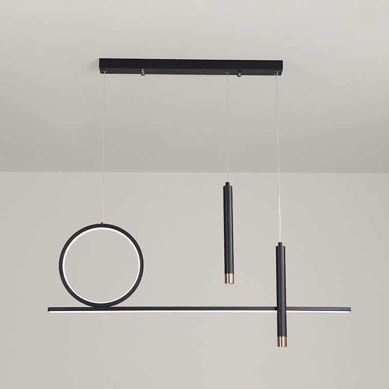 Black Metal Hanging Pendant Lights with Acrylic Shade Modern Island Lamps