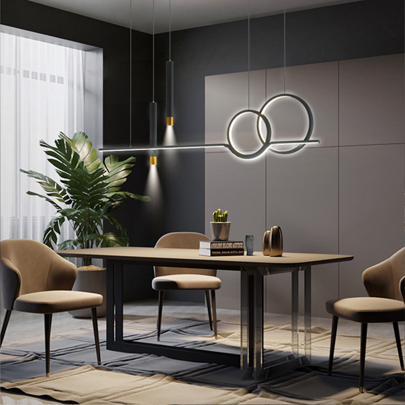 Black Metal Hanging Pendant Lights with Acrylic Shade Modern Island Lamps