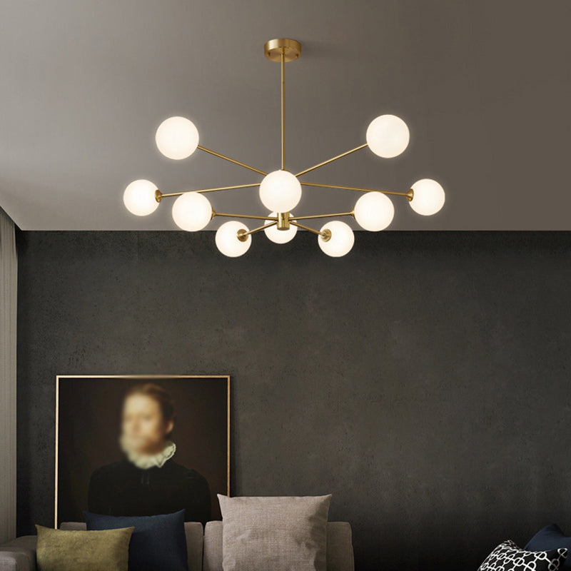 Lampadella di vetro bianco lattiginoso Postmodern Metal Lampadario a sospensione Luce per salotto