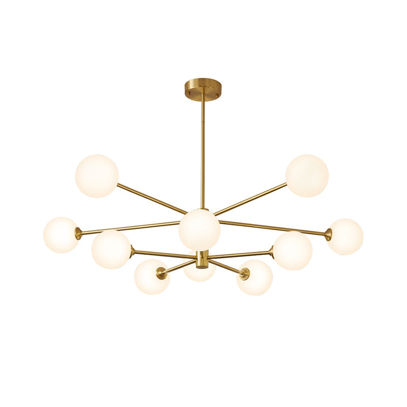 Lampadella di vetro bianco lattiginoso Postmodern Metal Lampadario a sospensione Luce per salotto