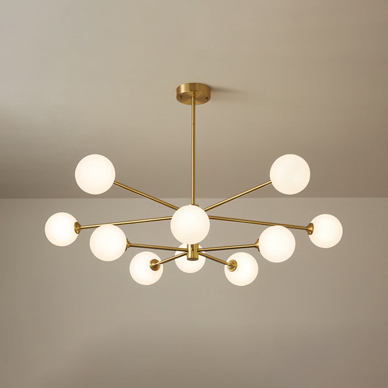 Lampadella di vetro bianco lattiginoso Postmodern Metal Lampadario a sospensione Luce per salotto