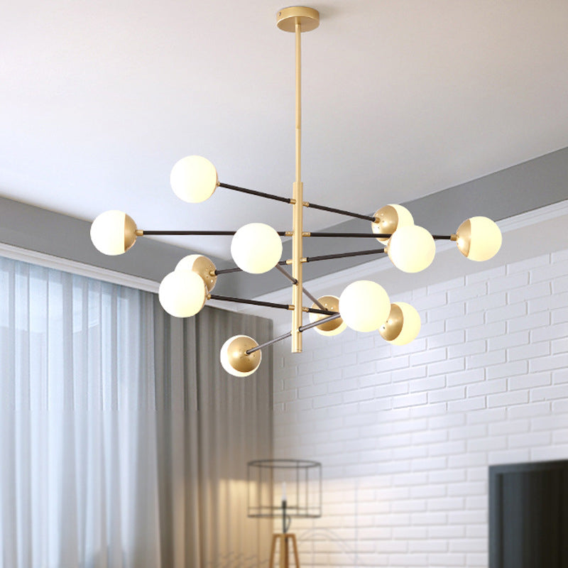 Postmodern Multi Head Chandelier Light Fixtures Metal and Glass Hanging Chandelier for Cafe