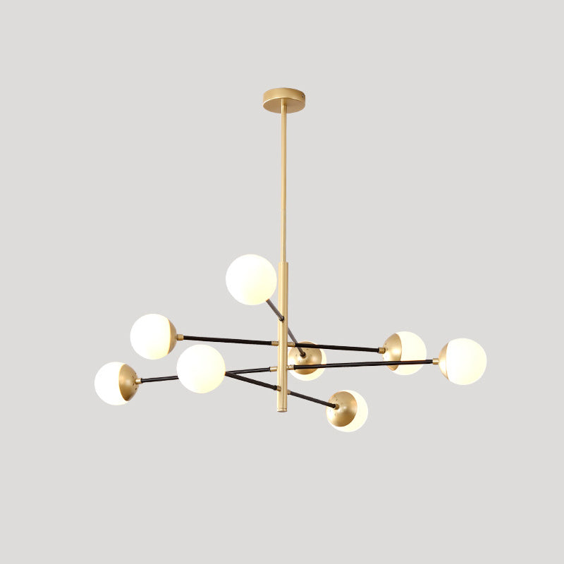 Postmodern Multi Head Chandelier Light Fixtures Metal and Glass Hanging Chandelier for Cafe