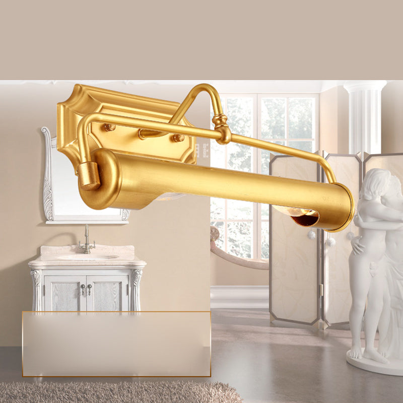 14" Long Metallic Bar Vanity Light Mid Century Modern Wall Mount Light in Brass