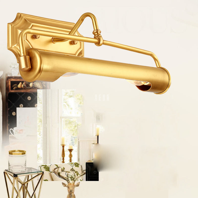 14" Long Metallic Bar Vanity Light Mid Century Modern Wall Mount Light in Brass