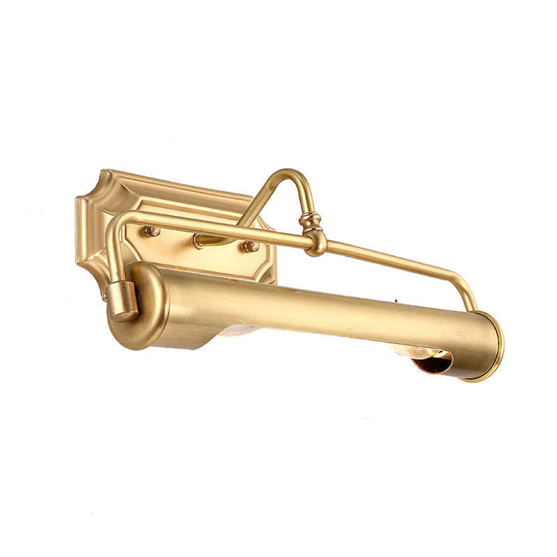 14" Long Metallic Bar Vanity Light Mid Century Modern Wall Mount Light in Brass