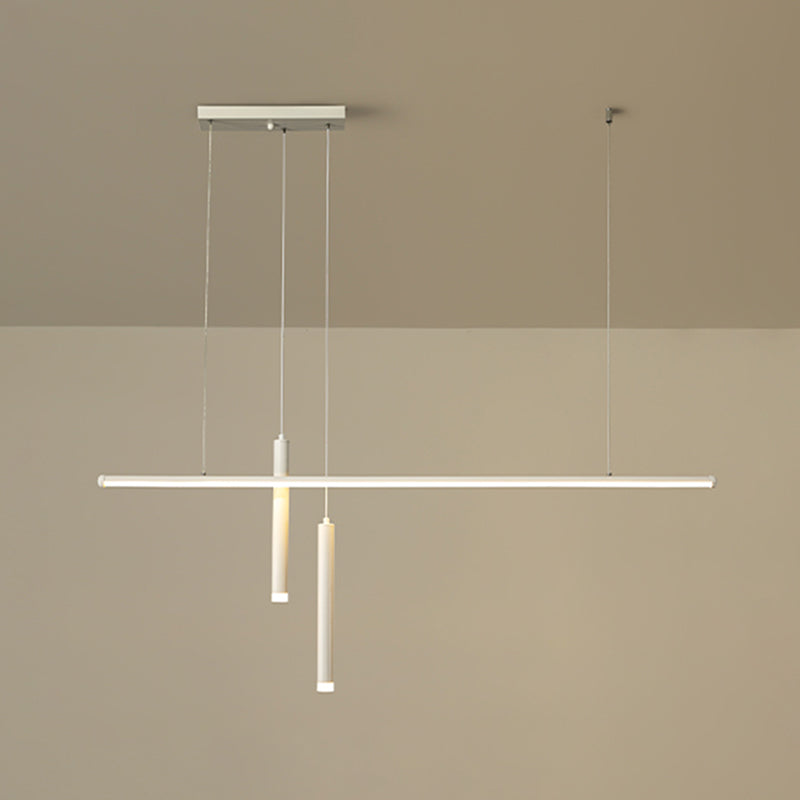 Lineair eilandlichtarmatuur moderne 3-licht LED-hangende lampen met witte acrylschaduw