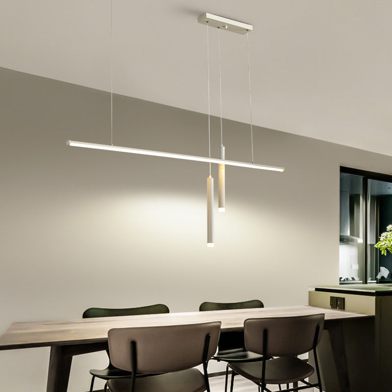 Lineair eilandlichtarmatuur moderne 3-licht LED-hangende lampen met witte acrylschaduw