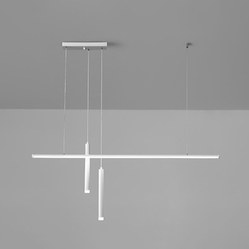 Linear Island Light Fixture Modern 3-Light LED Hanging Lamps with White Acrylic Shade