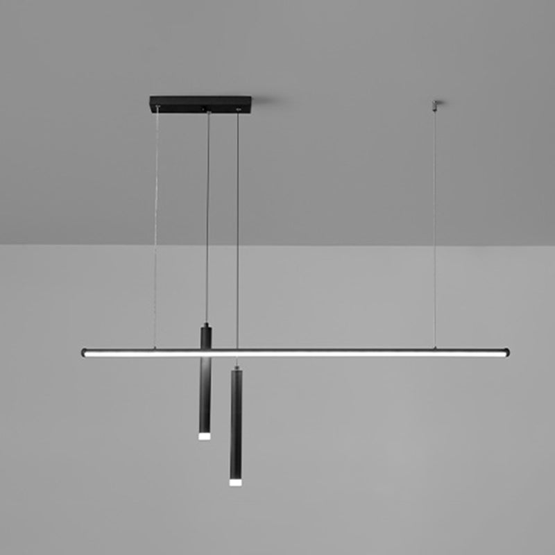Linear Island Light Fixture Modern 3-Light LED Hanging Lamps with White Acrylic Shade