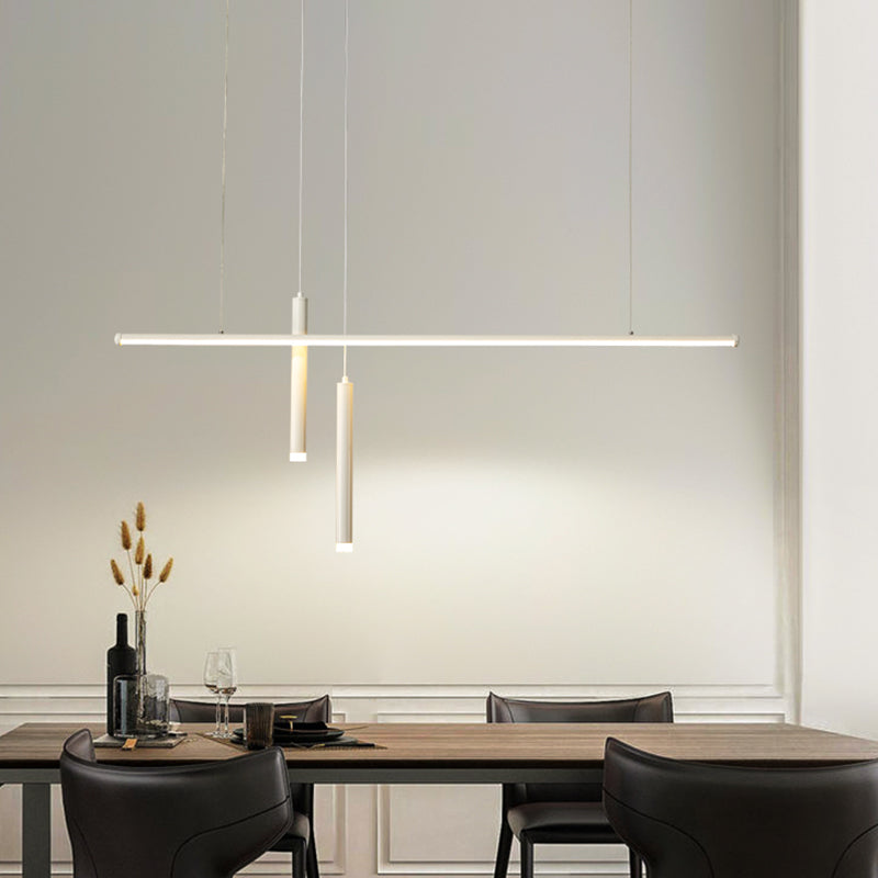 Lineair eilandlichtarmatuur moderne 3-licht LED-hangende lampen met witte acrylschaduw
