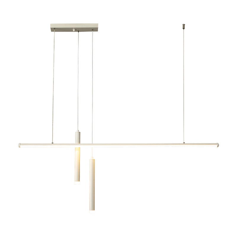 Lineair eilandlichtarmatuur moderne 3-licht LED-hangende lampen met witte acrylschaduw