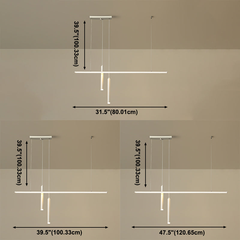 Lineair eilandlichtarmatuur moderne 3-licht LED-hangende lampen met witte acrylschaduw