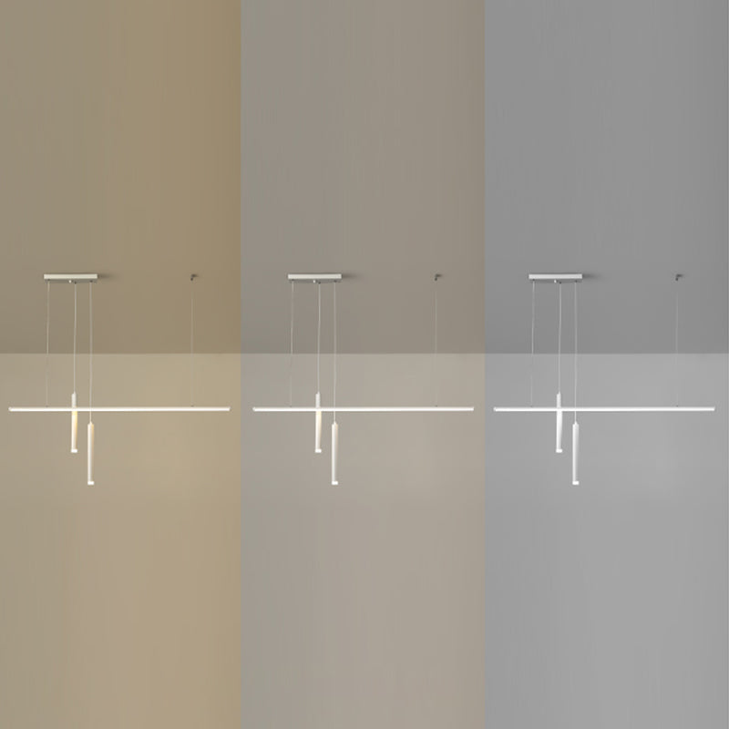Lineair eilandlichtarmatuur moderne 3-licht LED-hangende lampen met witte acrylschaduw