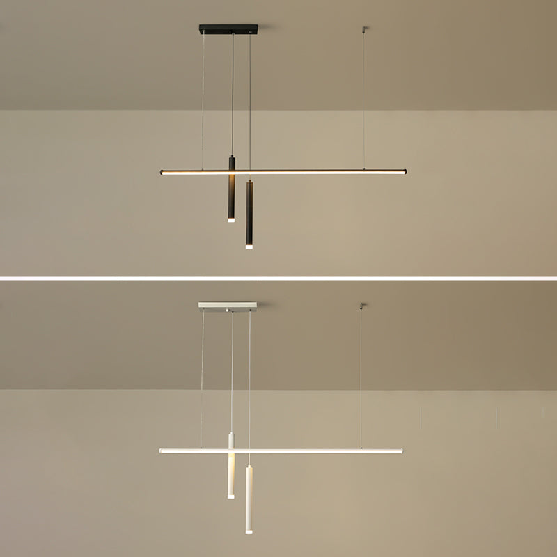 Lineair eilandlichtarmatuur moderne 3-licht LED-hangende lampen met witte acrylschaduw