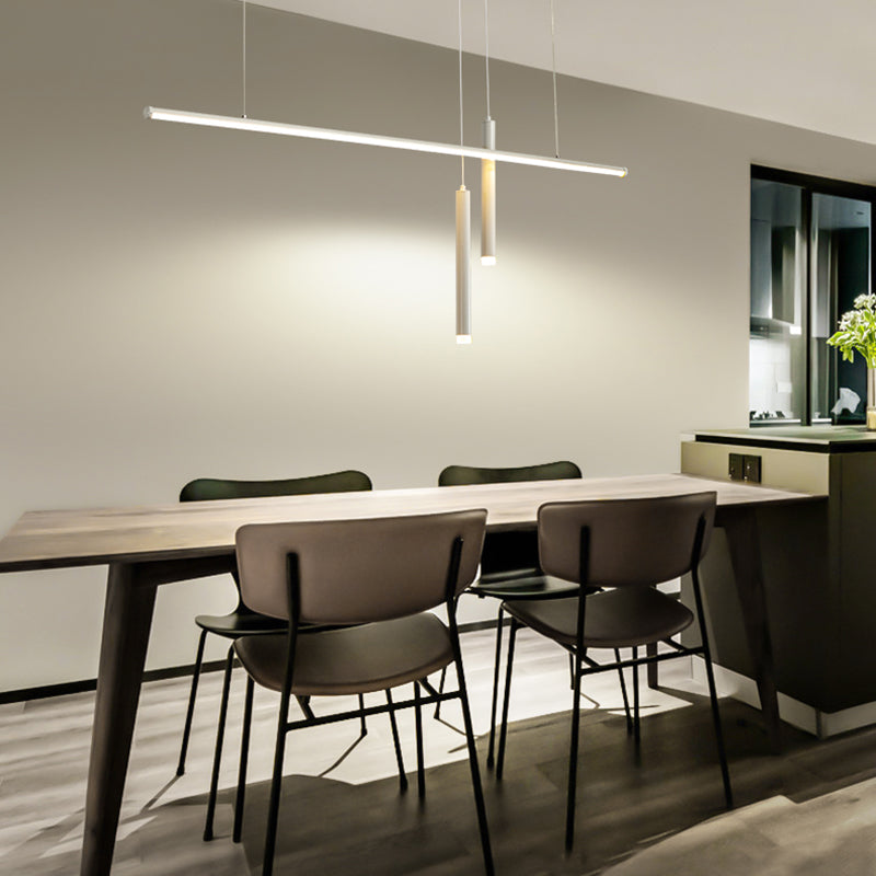Lineair eilandlichtarmatuur moderne 3-licht LED-hangende lampen met witte acrylschaduw