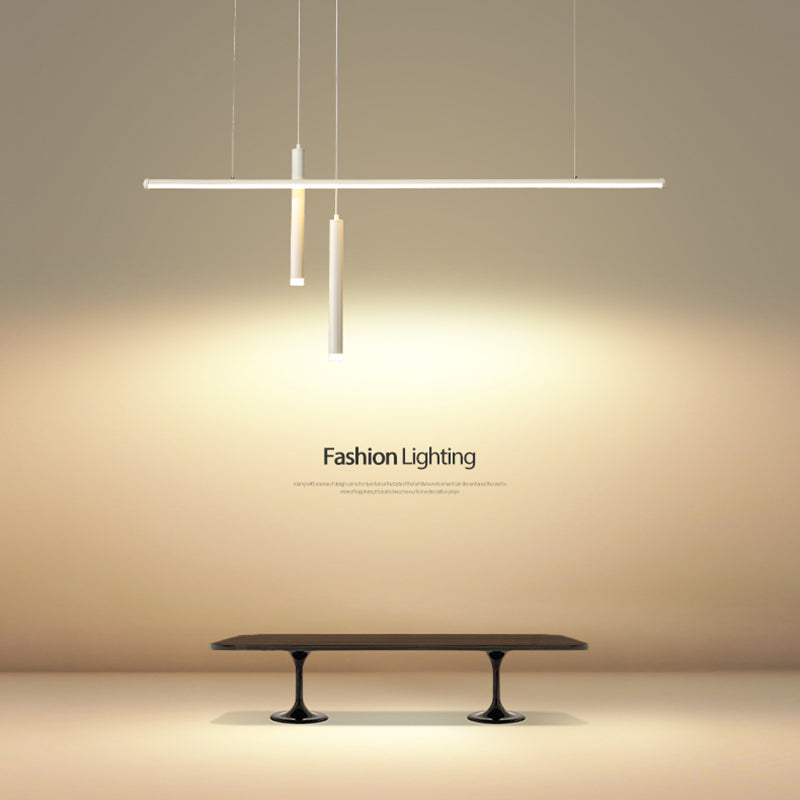 Lineair eilandlichtarmatuur moderne 3-licht LED-hangende lampen met witte acrylschaduw