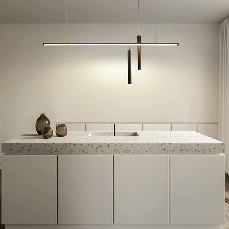 Lineair eilandlichtarmatuur moderne 3-licht LED-hangende lampen met witte acrylschaduw