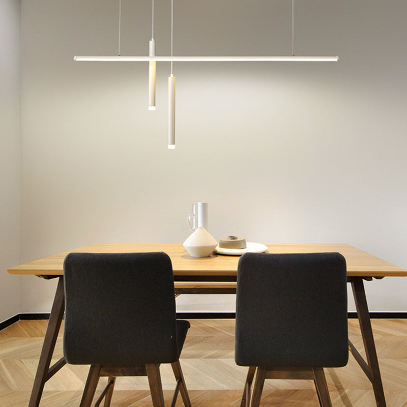 Lineair eilandlichtarmatuur moderne 3-licht LED-hangende lampen met witte acrylschaduw