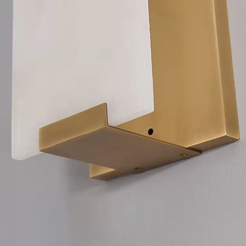 Lampada da lampada con applique rettangolare lampada a parete moderna a 1 luci con tonalità di pietra bianca
