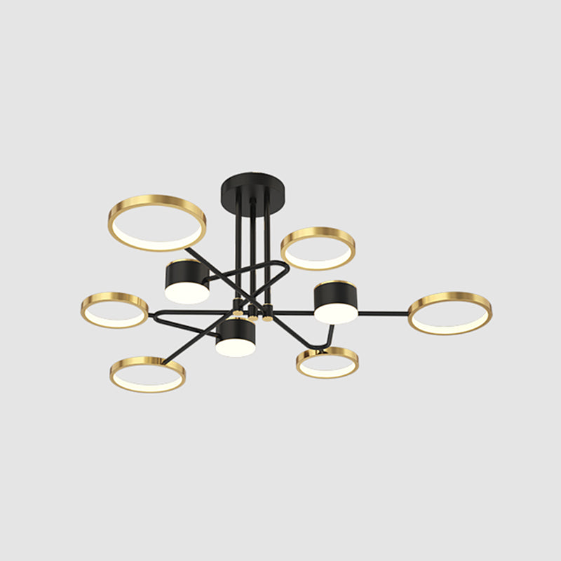 Postmodern Metal Hanging Lights Multi Lights Gold and Black Chandelier for Living Room