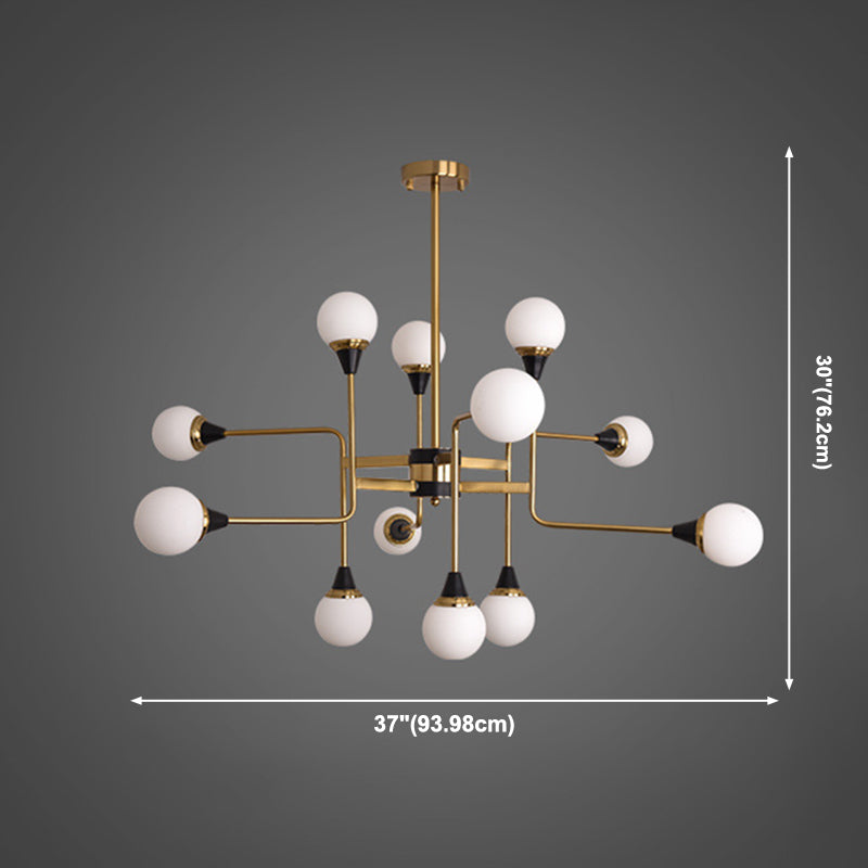 Postmodern Glass and Metal Chandeliers 12 Heads Ceiling Pendant Light for Living Room