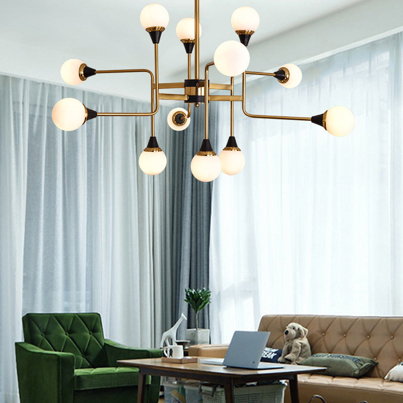 Postmodern Glass and Metal Chandeliers 12 Heads Ceiling Pendant Light for Living Room