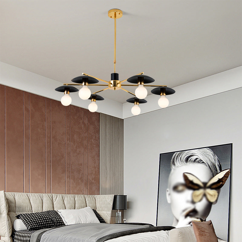 Postmodern Metal Chandelier Lighting Fixture Black-gold Chandelier Pendant Light for Sitting Room