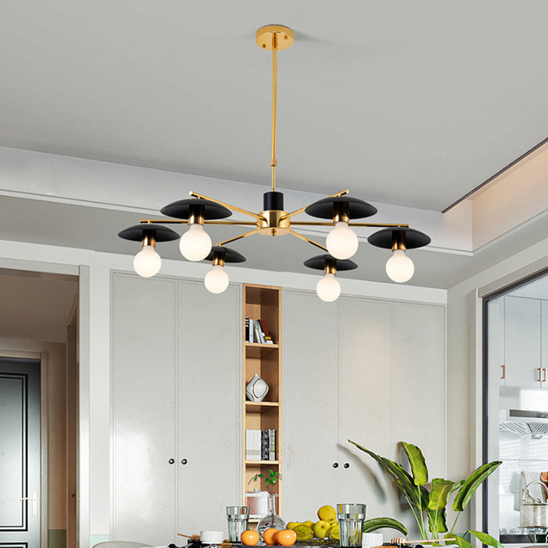 Postmodern Metal Chandelier Lighting Fixture Black-gold Chandelier Pendant Light for Sitting Room