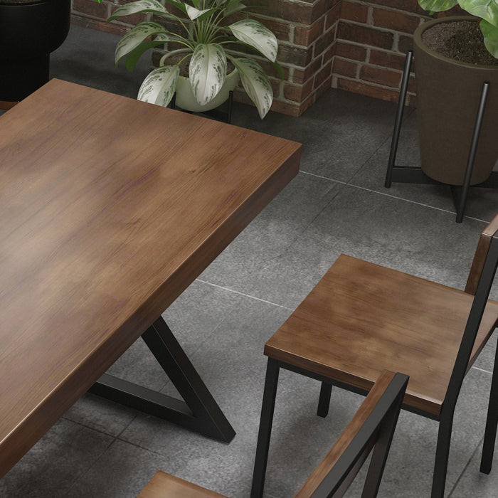Industrial Solid Wood Dining Table Brown Rectangle Table with Sled Base for Dinning Room
