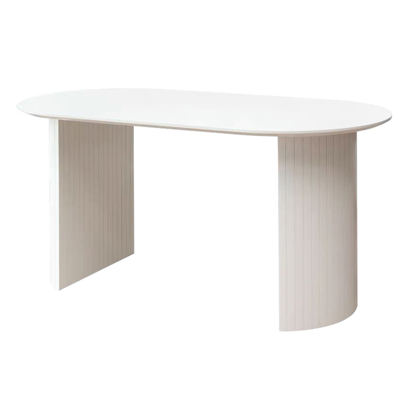 Massief hout eigentijdse ovale eettafel witte houten boventafel voor eetkamer